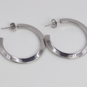 Silver hoops, earrings, stainless steel 